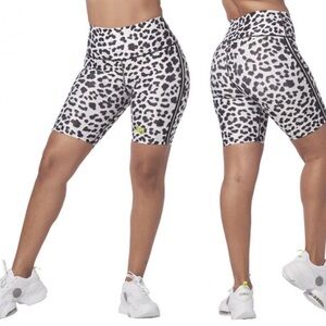 Zumba Fitness Black and White cheetah Bike Shorts